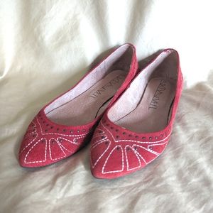 Womens Sixty Seven Jordana Red Suede Studded Ballet Flats Suede Shoes EU Sz 36